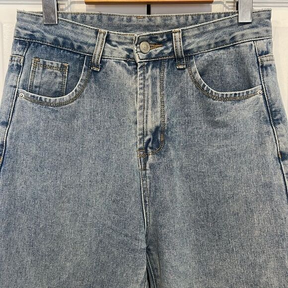 Princess Polly High Rise Raw Hem Light Wash Jeans Size 4 - Picture 2 of 14